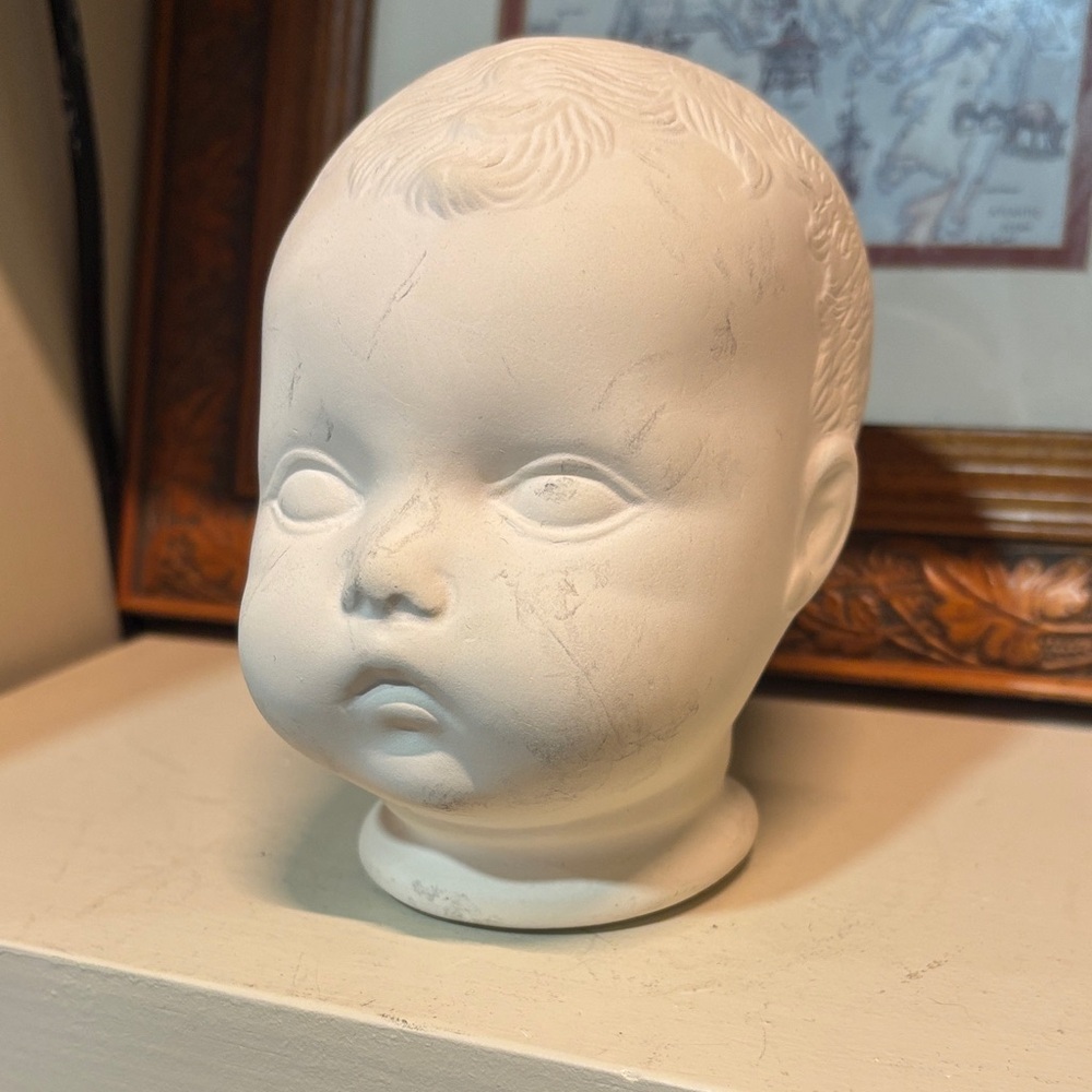 🌈White Ceramic Baby Head Sculpture🌈